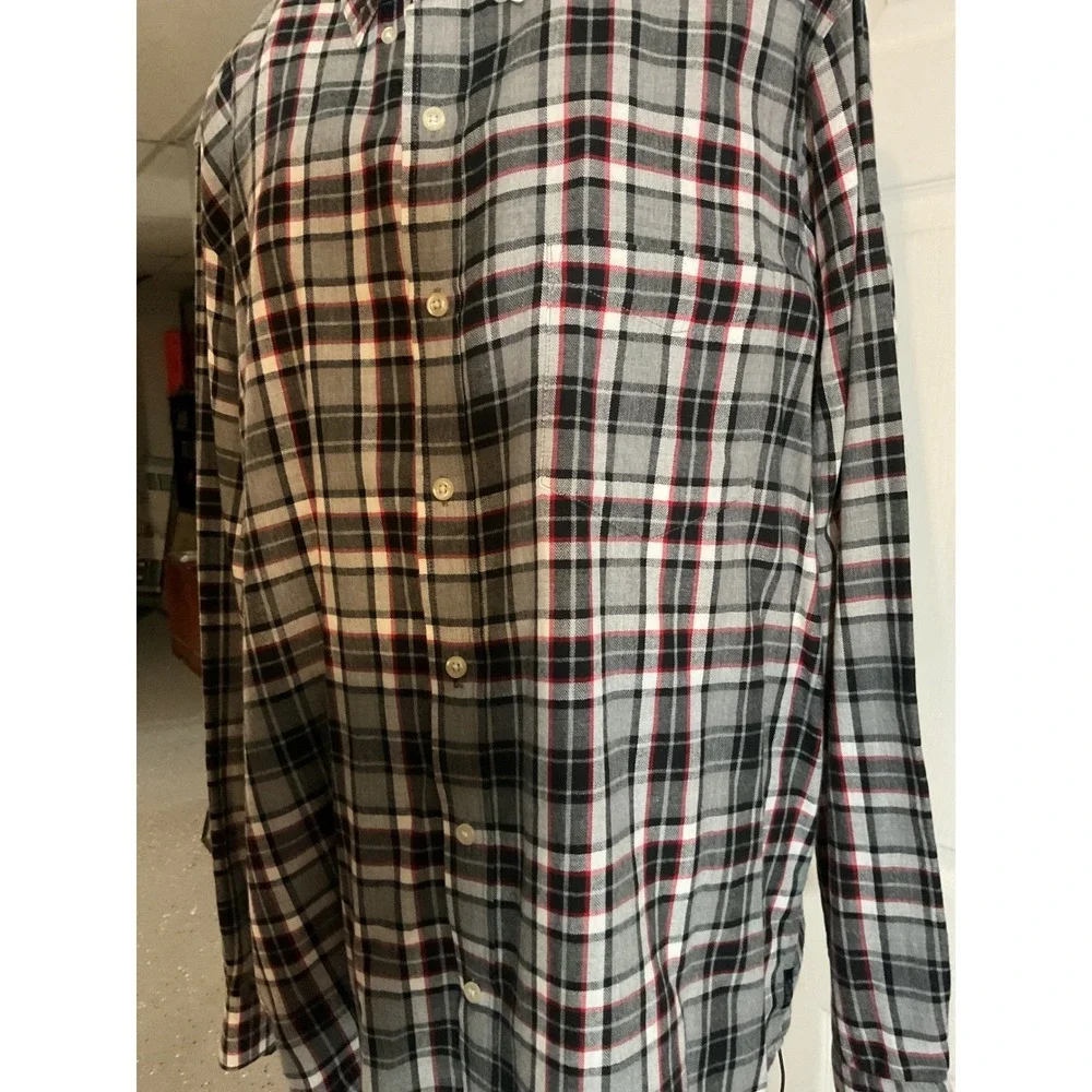 2 Chaps Mens Easy Care Striped Button Down Shirt L/G Blue Orange White